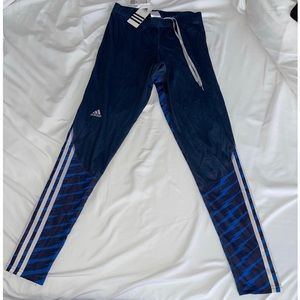 Dark blue and white tight running pants